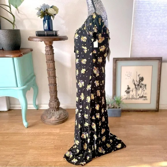 NWT Alessandra Rich Daisy Print Off-Shoulder Silk Midi Dress US 10 / IT 46 - Picture 11 of 14